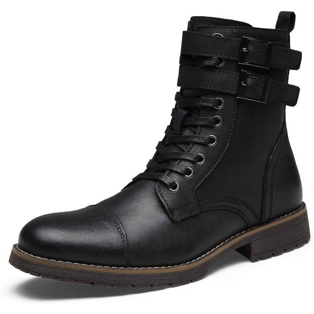 Men's Black Lace-Up Combat Boots - Classic Urban Style